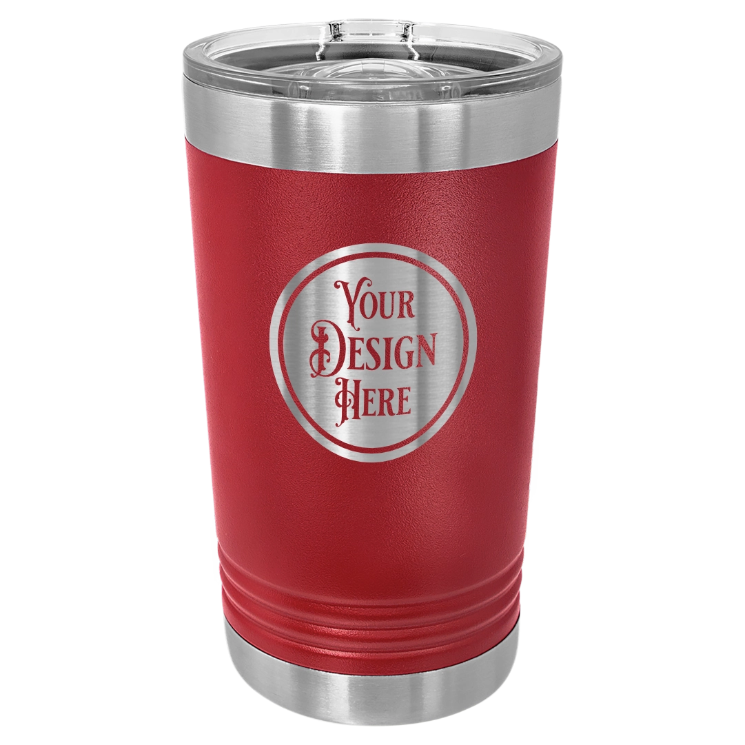 16oz Stainless Steel Pint Glass - Custom Laser Engraved