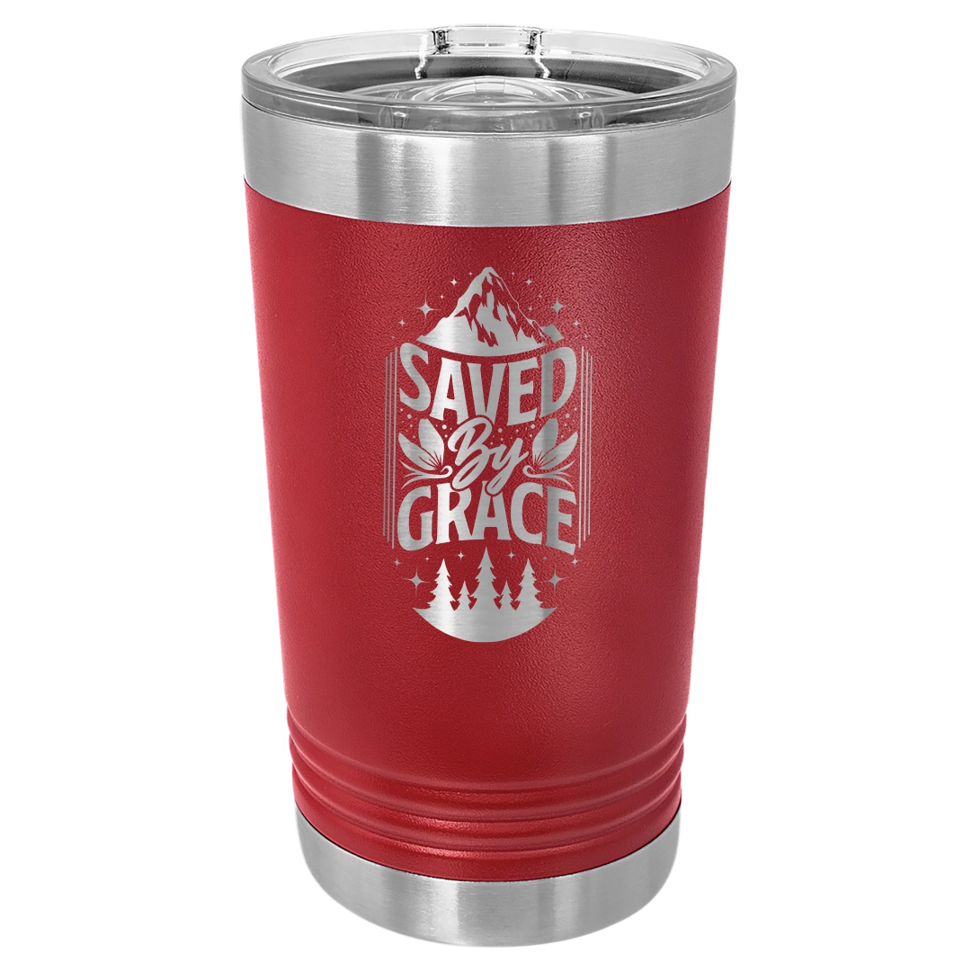 Saved by Grace - 16oz Stainless Steel Pint Glass