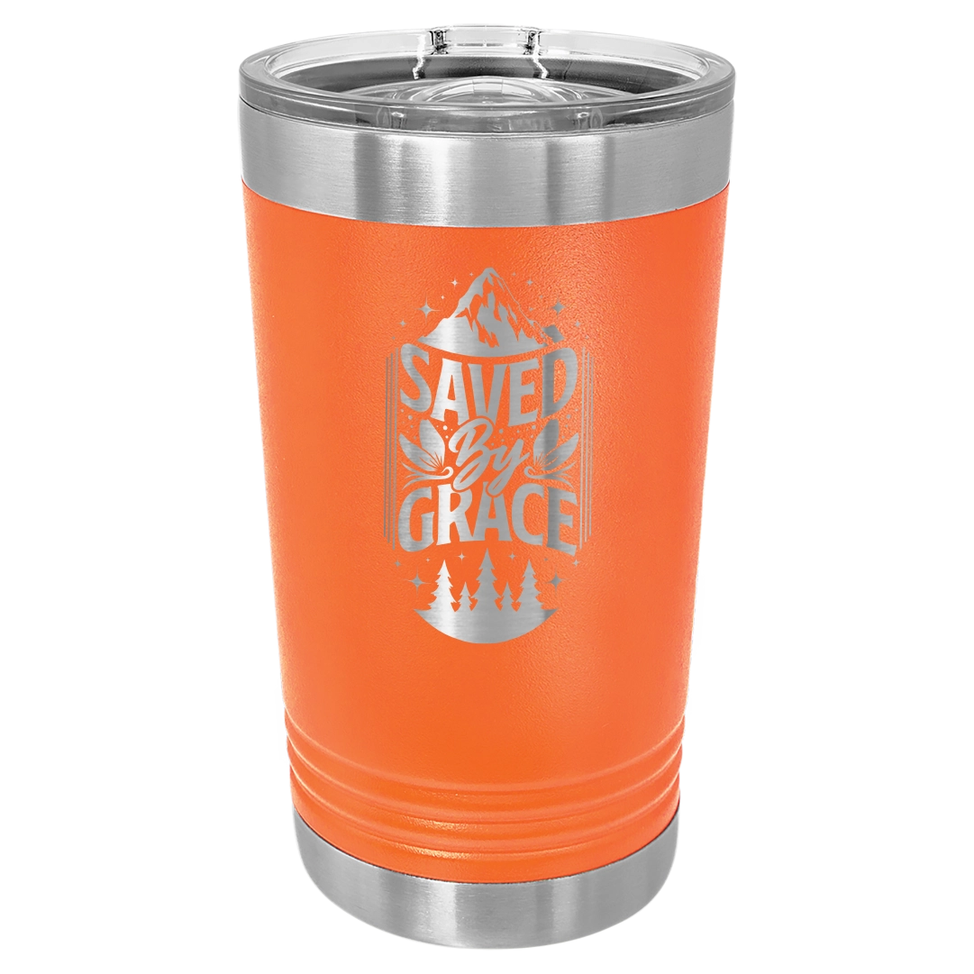 Saved by Grace - 16oz Stainless Steel Pint Glass