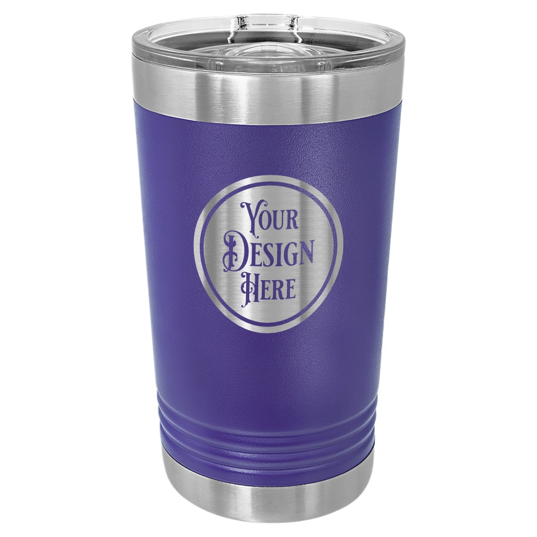 16oz Stainless Steel Pint Glass - Custom Laser Engraved