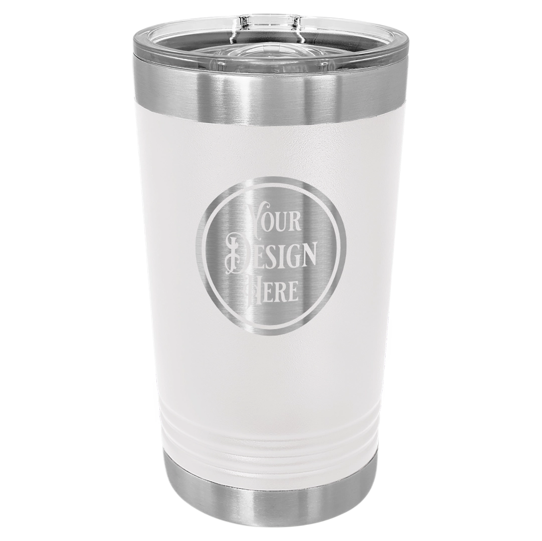 16oz Stainless Steel Pint Glass - Custom Laser Engraved